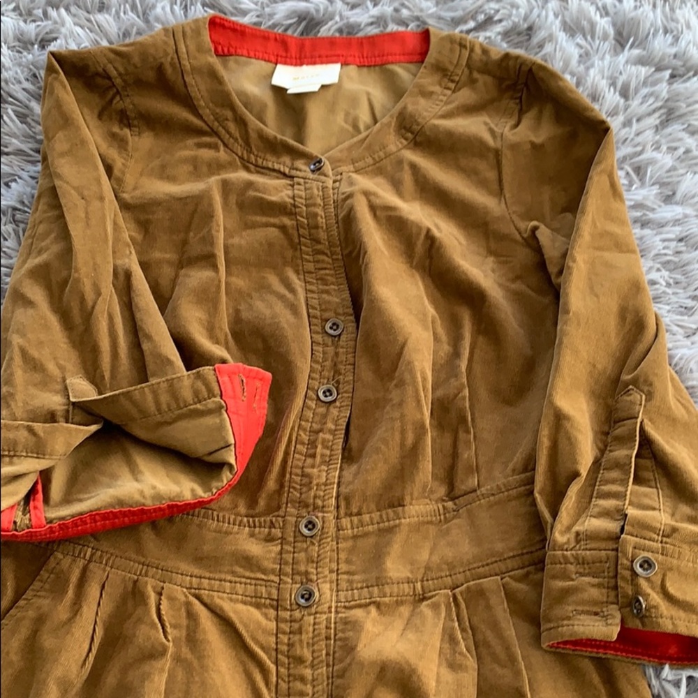 Size 0 Maeve Thin Corduroy Army Green Dress